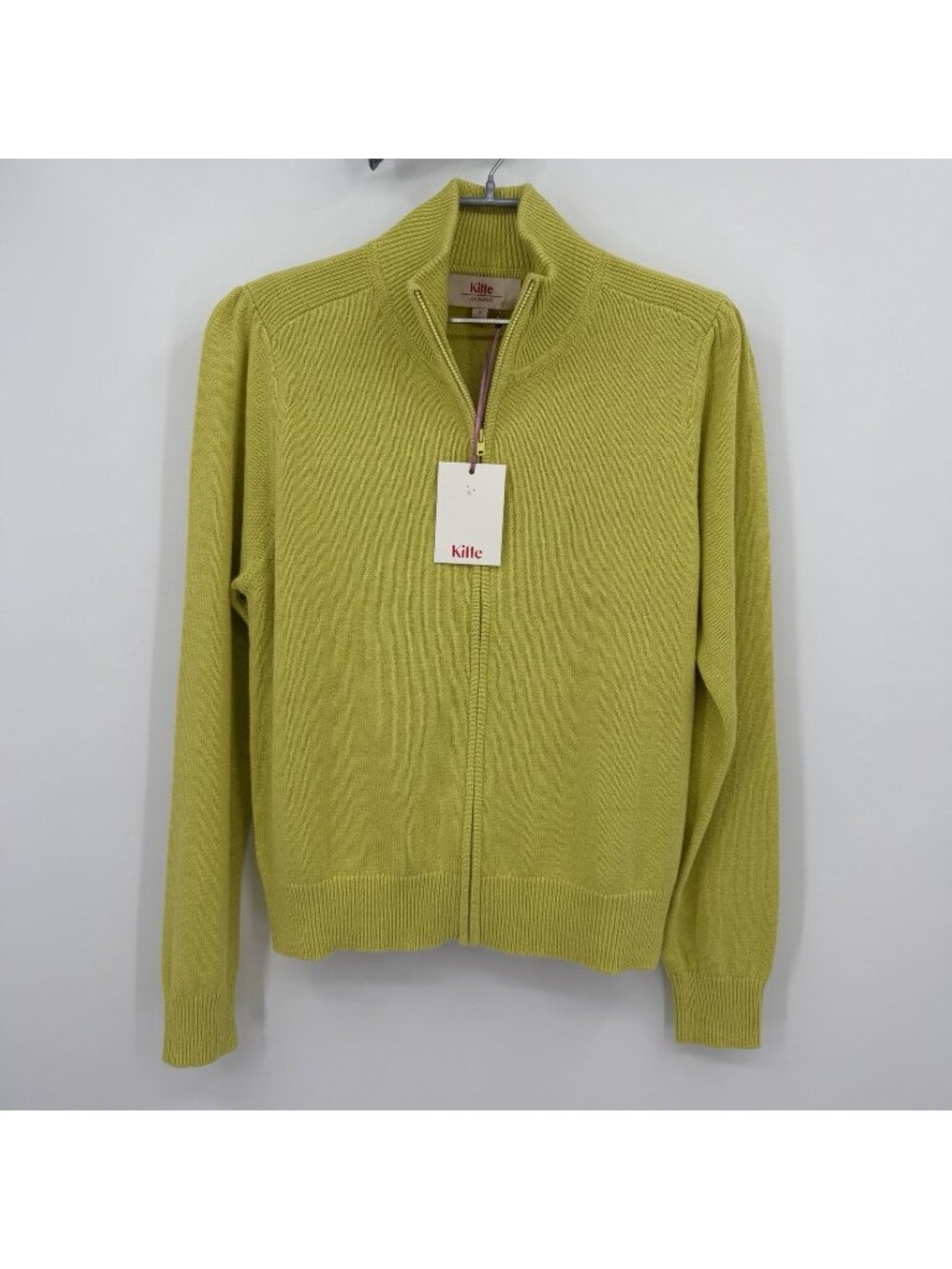 Kilte Collection The Rei Cotton-Cashmere Full Zip Jacket in Lemon Lime size 2 M